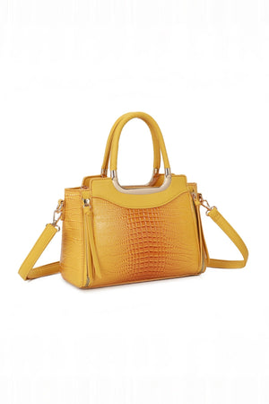 Carraig Donn Yellow Faux Croc Metallic Tote Bag