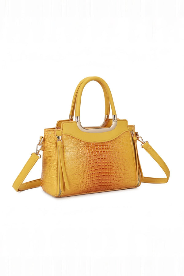 Carraig Donn Yellow Faux Croc Metallic Tote Bag