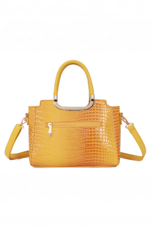 Carraig Donn Yellow Faux Croc Metallic Tote Bag