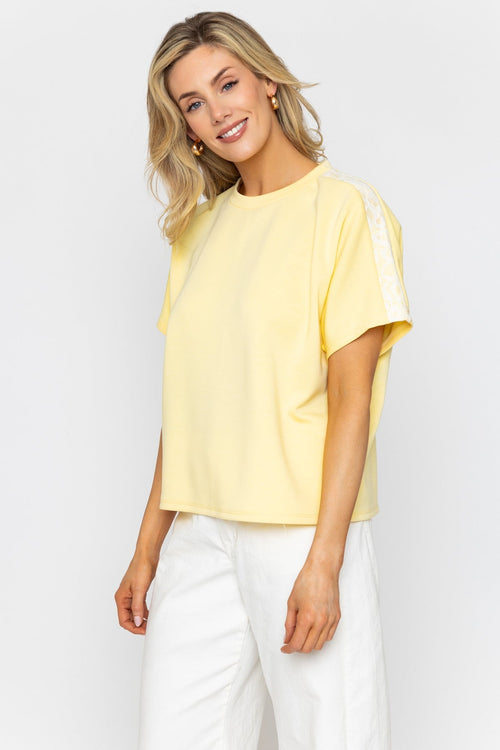 Yellow Lace Trim T-Shirt Top