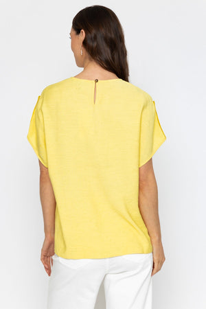 Carraig Donn Yellow Linen Blend Relaxed Fit Top