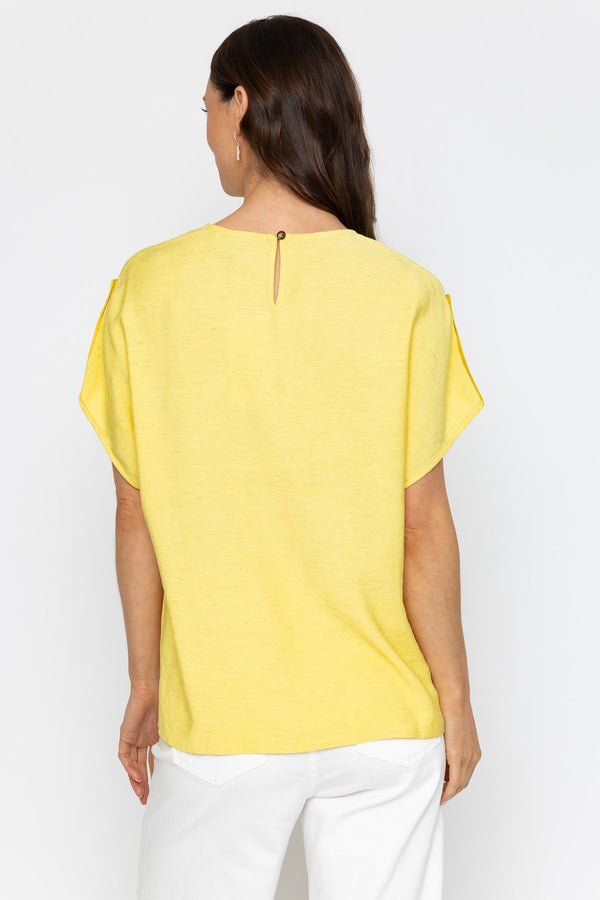 Carraig Donn Yellow Linen Blend Relaxed Fit Top