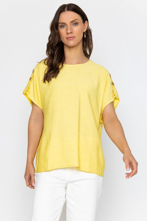 Carraig Donn Yellow Linen Blend Relaxed Fit Top