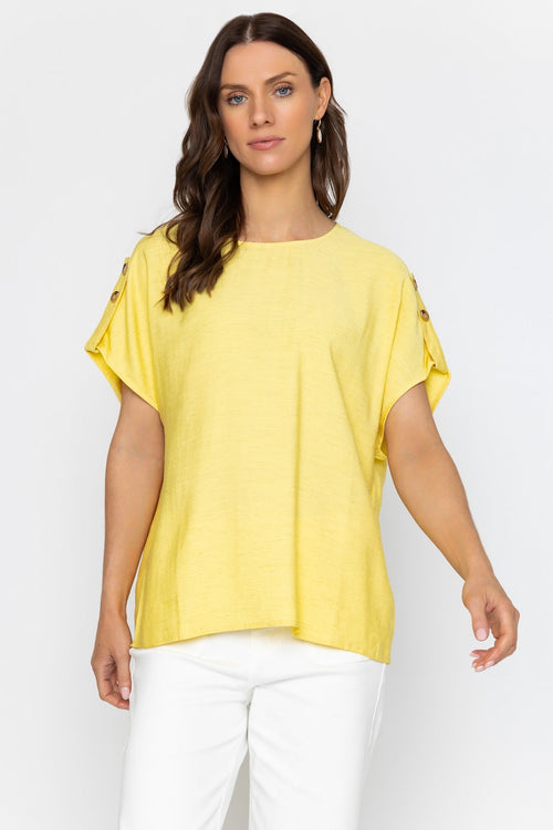 Carraig Donn Yellow Linen Blend Relaxed Fit Top