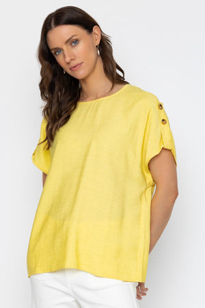Carraig Donn Yellow Linen Blend Relaxed Fit Top