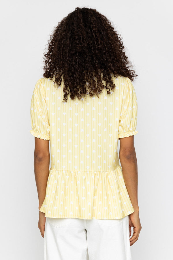 Carraig Donn Yellow Peplum Tie Short Sleeve Top