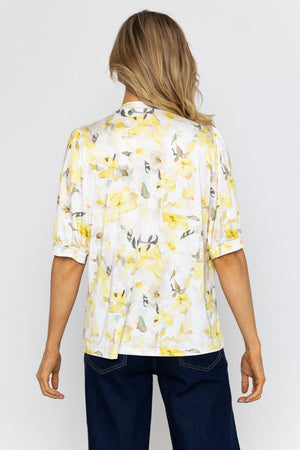 Carraig Donn Yellow Print Round Neck Top
