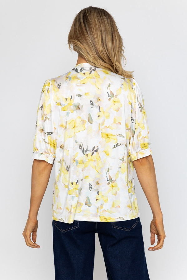 Carraig Donn Yellow Print Round Neck Top
