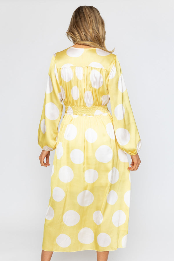 Carraig Donn Yellow Print Sateen Cliodhna Midi Dress