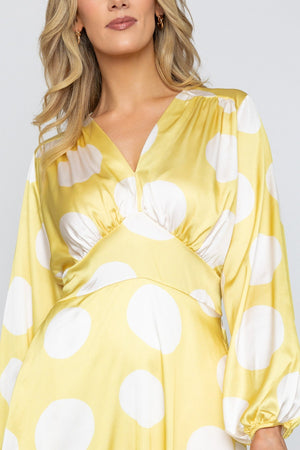 Carraig Donn Yellow Print Sateen Cliodhna Midi Dress