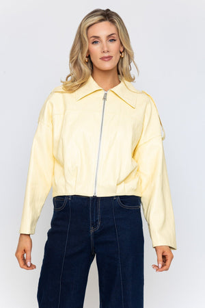Carraig Donn Yellow PU Zip Up Jacket