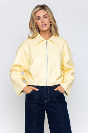 Carraig Donn Yellow PU Zip Up Jacket