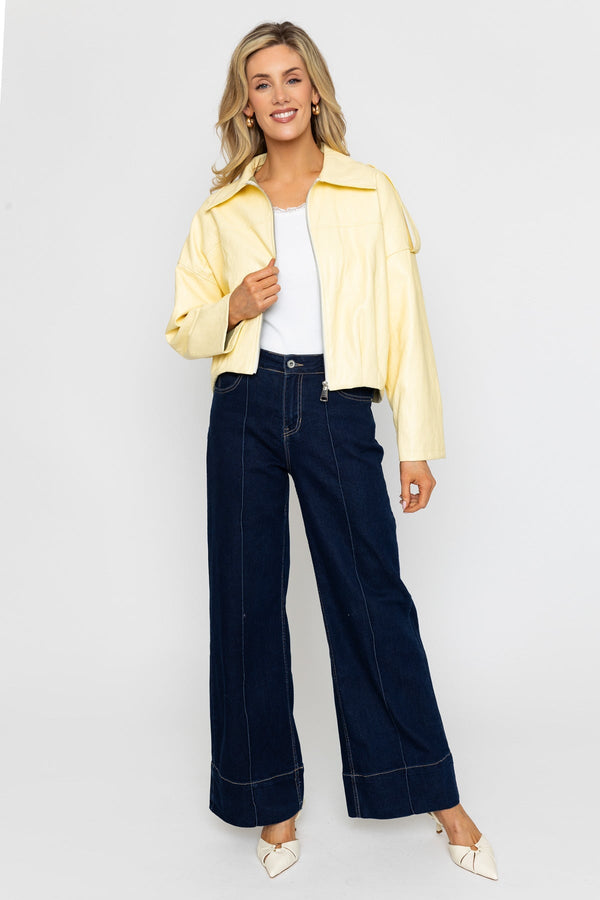 Carraig Donn Yellow PU Zip Up Jacket