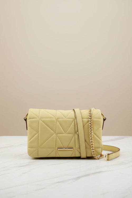 Yellow Quilted Flap Over Bag