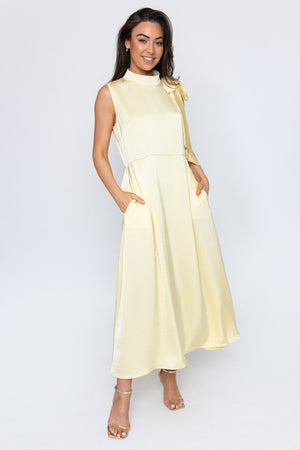 Carraig Donn Yellow Sateen Bonnie Midi Dress