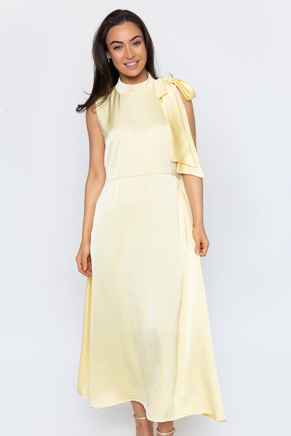 Carraig Donn Yellow Sateen Bonnie Midi Dress