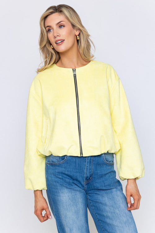 Yellow Suede Bomber Jacket