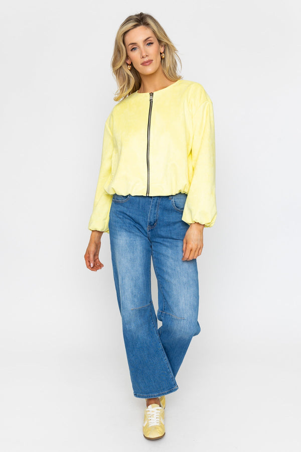 Carraig Donn Yellow Suede Bomber Jacket