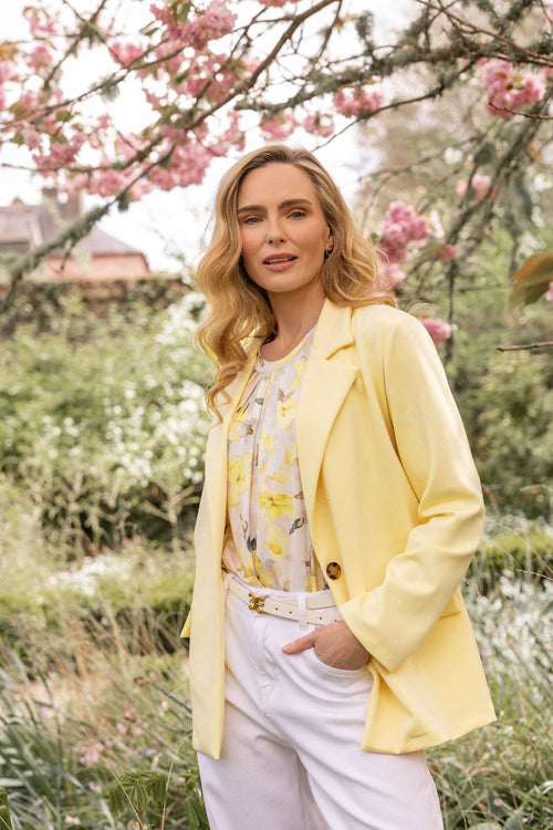 Yellow Viscose Blend Single Breasted Blazer
