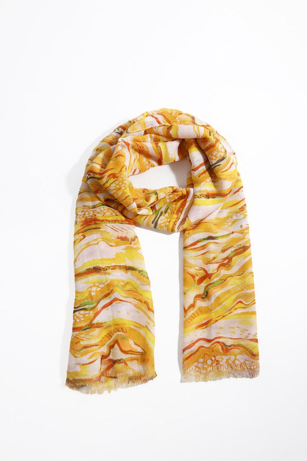 Carraig Donn Yellow Wave Print Scarf