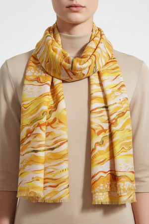 Carraig Donn Yellow Wave Print Scarf
