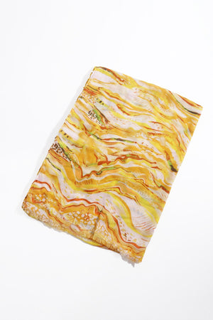 Carraig Donn Yellow Wave Print Scarf