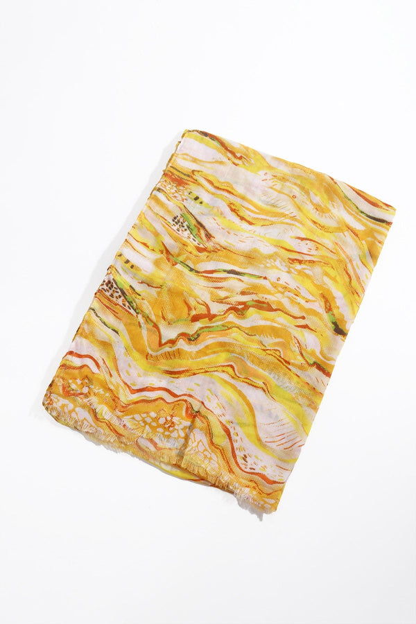 Carraig Donn Yellow Wave Print Scarf