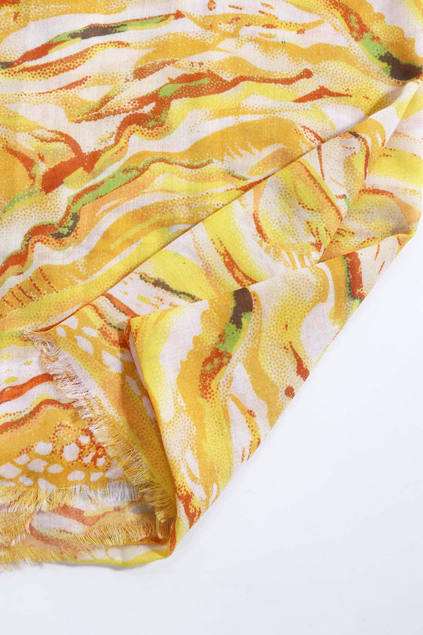 Carraig Donn Yellow Wave Print Scarf