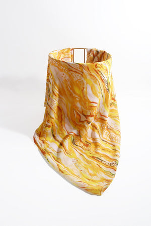 Carraig Donn Yellow Wave Print Scarf