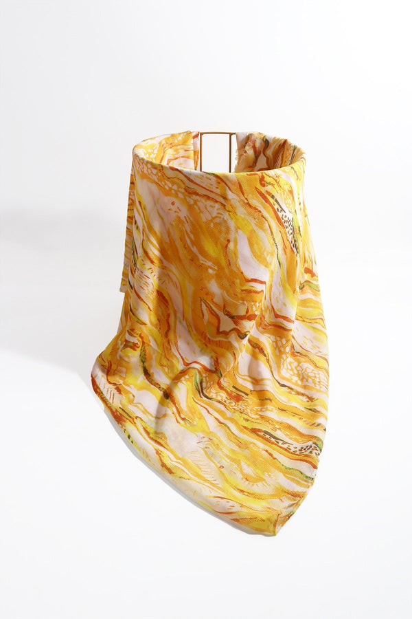 Carraig Donn Yellow Wave Print Scarf