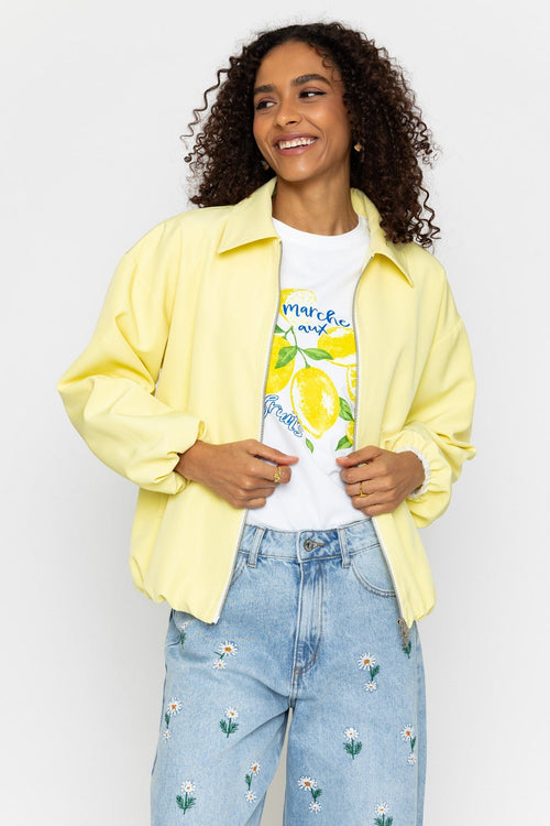 Yellow Zip Up Bomber Jacket