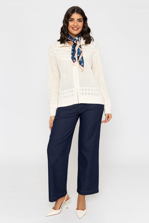 Carraig Donn Zip Front Cardigan in Ecru