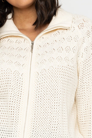 Carraig Donn Zip Front Cardigan in Ecru