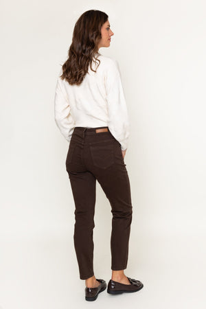 Carraig Donn Celine Brown Cotton High Waist Straight Leg Jeans