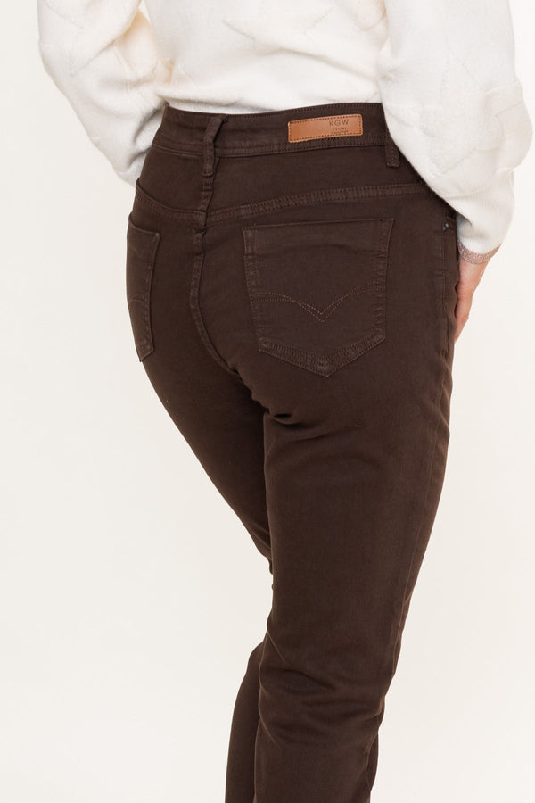 Carraig Donn Celine Brown Cotton High Waist Straight Leg Jeans