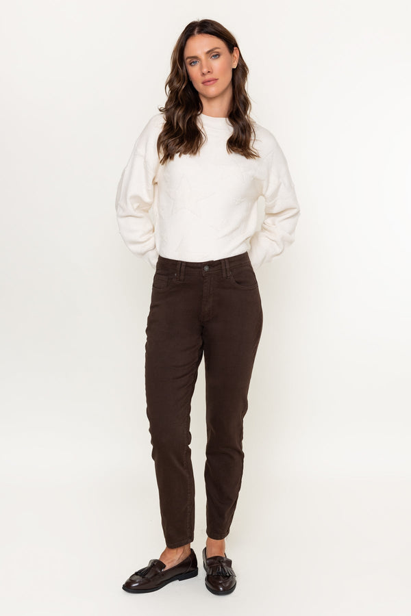 Carraig Donn Celine Brown Cotton High Waist Straight Leg Jeans