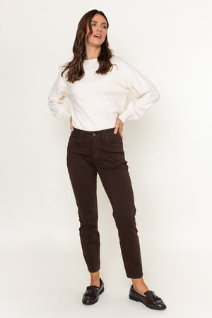 Carraig Donn Celine Brown Cotton High Waist Straight Leg Jeans