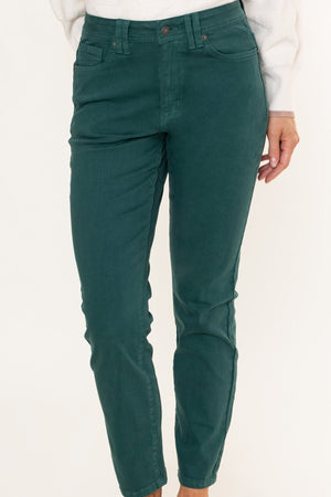 Carraig Donn Celine Green Cotton High Waist Straight Leg Jeans