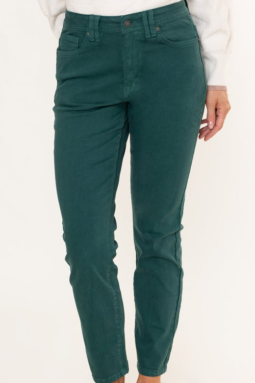 Carraig Donn Celine Green Cotton High Waist Straight Leg Jeans