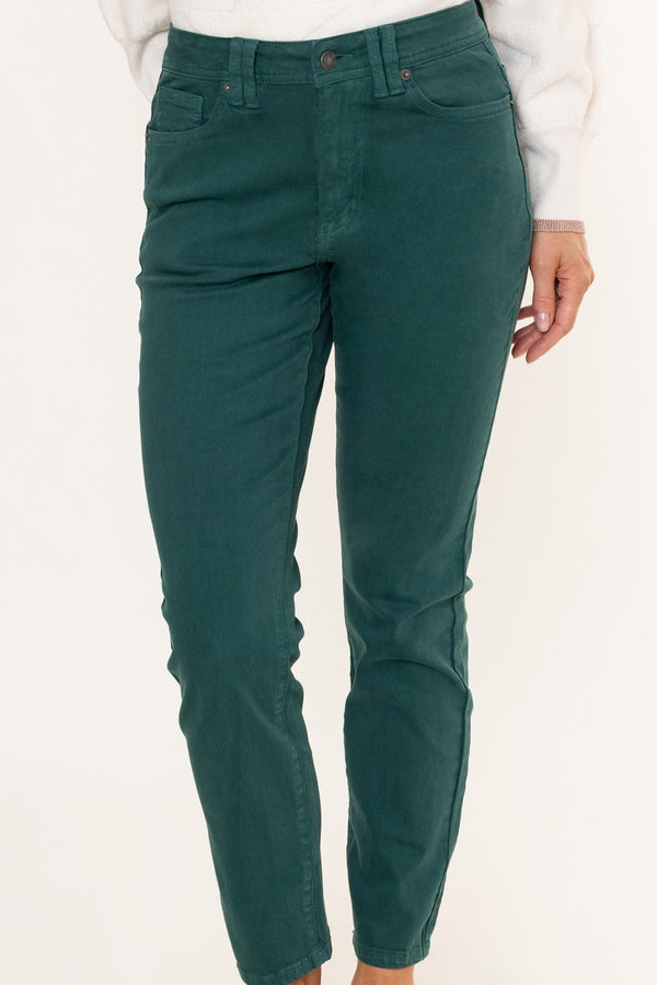 Carraig Donn Celine Green Cotton High Waist Straight Leg Jeans