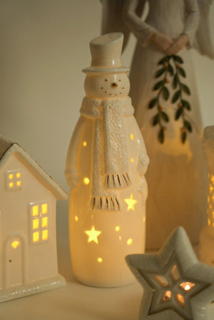 Carraig Donn Ceramic LED Snowman Christmas Decoration