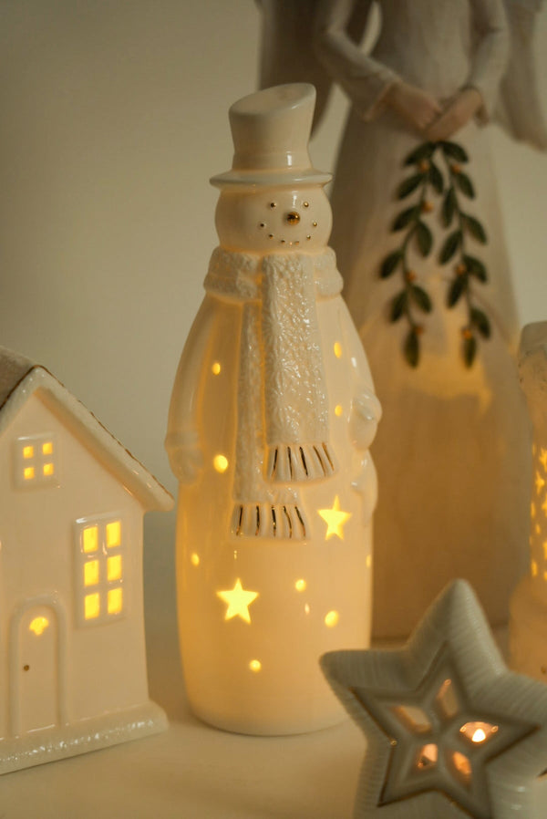 Carraig Donn Ceramic LED Snowman Christmas Decoration