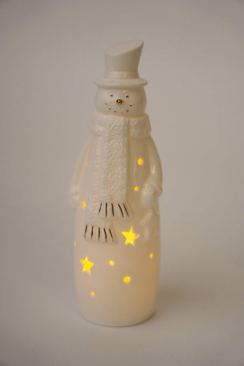 Ceramic LED Snowman Christmas Decoration