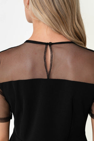 Carraig Donn Charlie Black Mesh Paneling A-Line Short Sleeve Knee Length Dress
