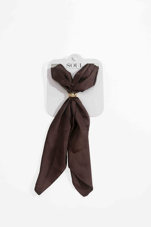 Carraig Donn Chocolate Brown Satin Gold Ring Detail Neckerchief Scarf