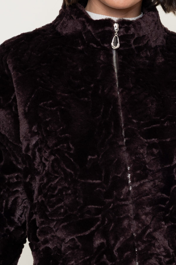Carraig Donn Chocolate Brown Textured Faux Fur Button Short Jacket