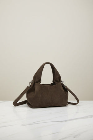 Carraig Donn Chocolate Faux Suede Pleated Top Handle Bag