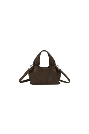 Carraig Donn Chocolate Faux Suede Pleated Top Handle Bag