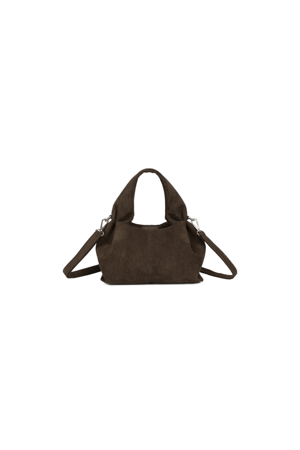 Carraig Donn Chocolate Faux Suede Pleated Top Handle Bag