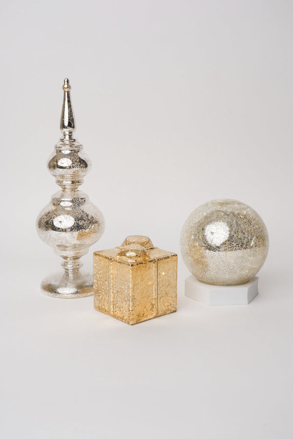 Carraig Donn Christmas Glass Gold LED Sphere Decoration
